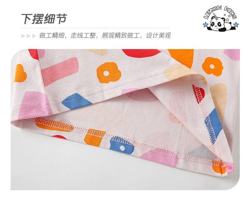 LEZONKIDS - New in 2024 children printed round neck short sleeved pants cotton fabric daily life girls sets